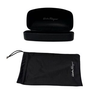 Salvatore Ferragamo Black Glasses Case and Pouch